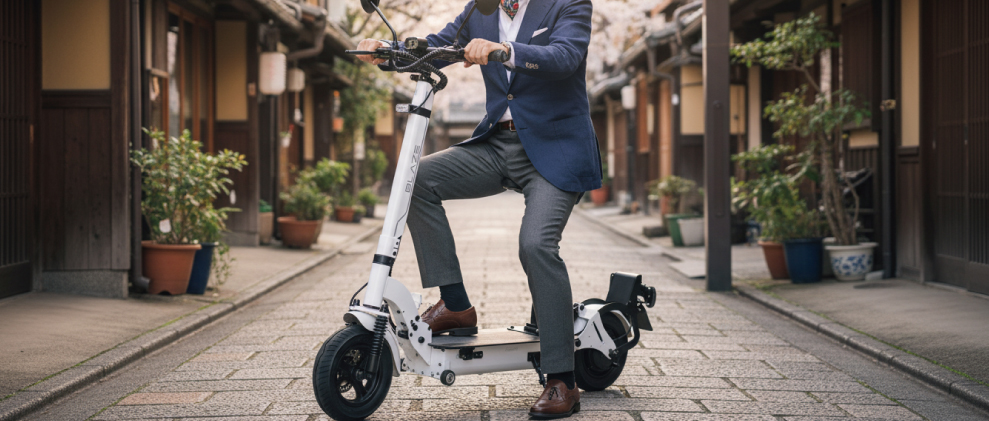 免許返納 免許不要の電動キックボード
BLAZE ブレイズ KICKBOARD EV BASIC MODELキックボードEV ベーシックモデル 特定小型原付