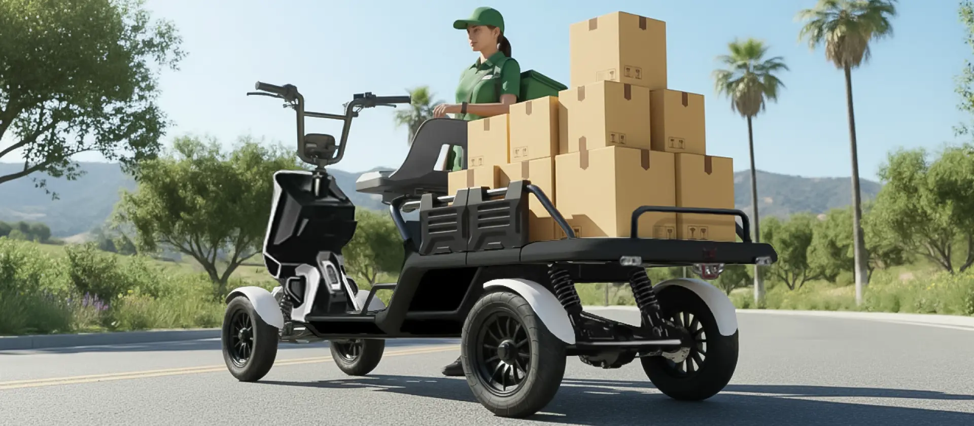 荷物を積んで配送するシーン