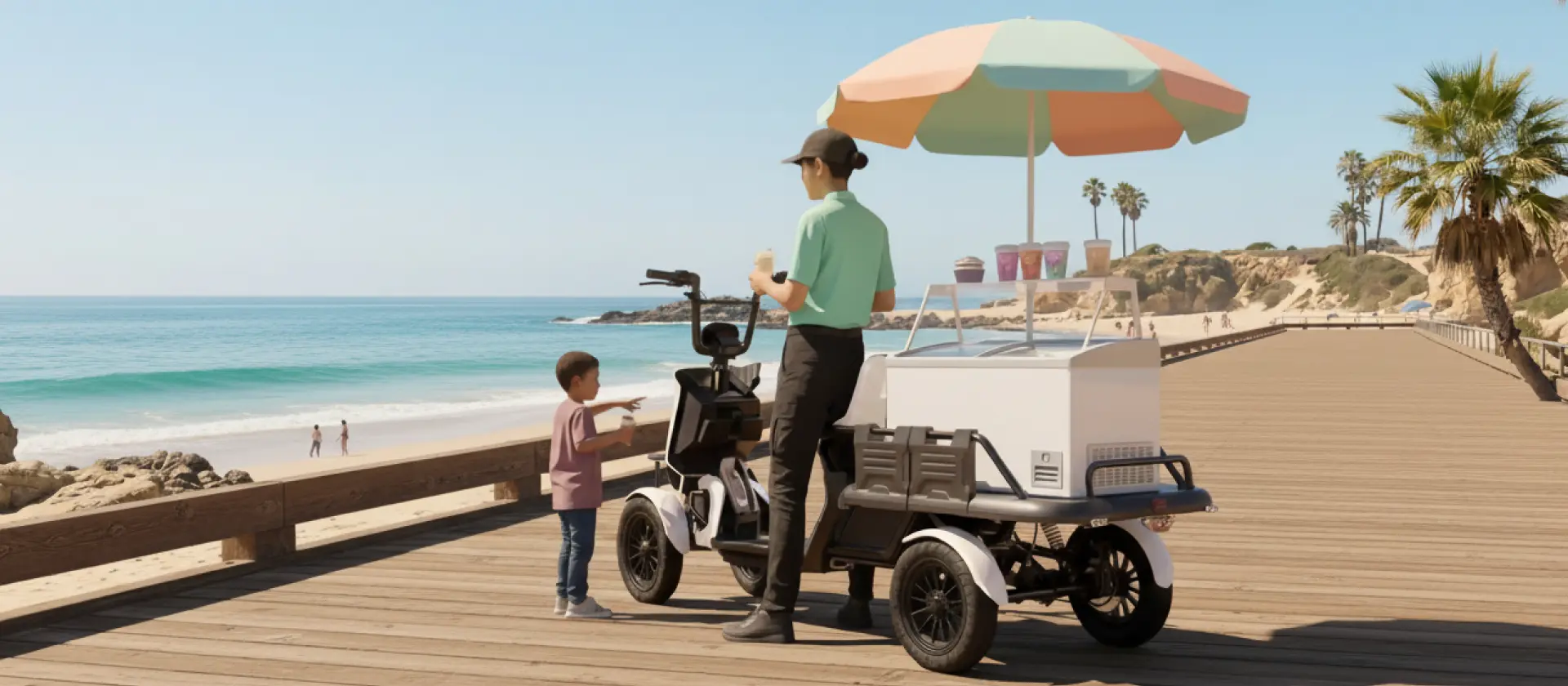 海辺での移動販売シーン